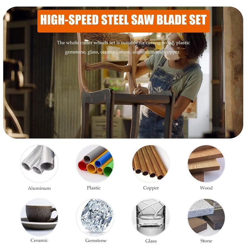 Dremel Cutting Kit with 10 Diamond Wheels EZ545 Blades for Metal Glass and 6 HSS for Wood Plastic - Image 3